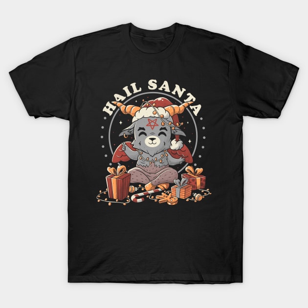 Hail Santa Funny Cute Evil Christmas Baphomet T-Shirt by eduely